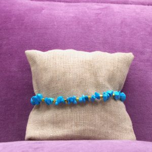 Cavigliera Blu Mare_CCA0003010075 - Cavigliera con pietre irregolari effetto turchese e inserti dorati