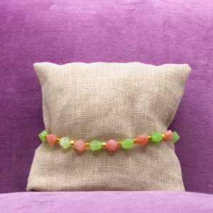 Cavigliera Lime e Pesca_CCA0005010022 - Cavigliera con pietre sfaccettate rosa pesca e verde lime