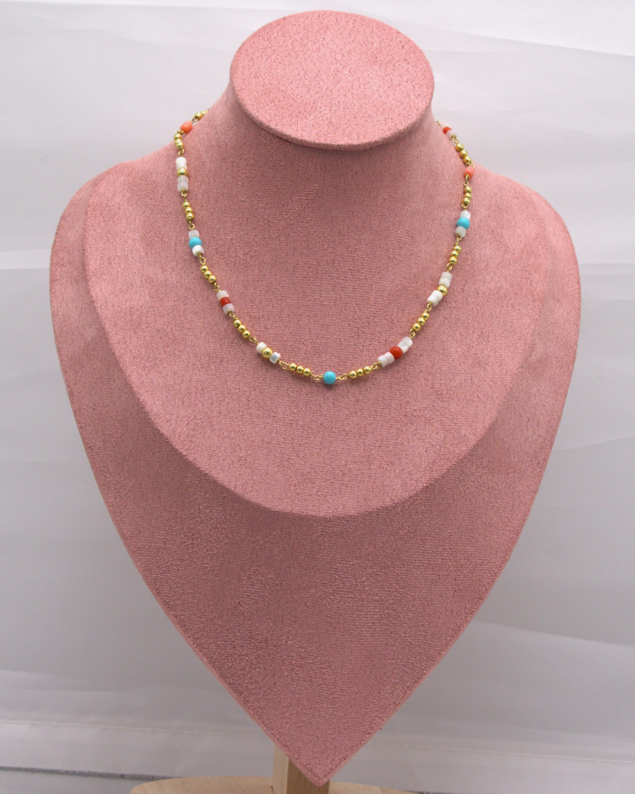 Girocollo Arcobaleno_CCL0026010099 - Collana girocollo multicolor con perline dorate