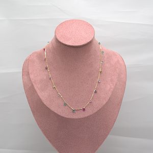 CCL0043010099 _Collana placcata oro con punti luce multi colore