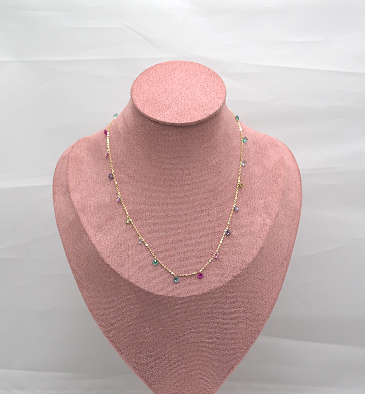 CCL0043010099 _Collana placcata oro con punti luce multi colore