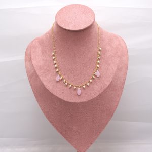 CCL0060010022 Summer Drop - pietre a goccia rosa. Collana catena