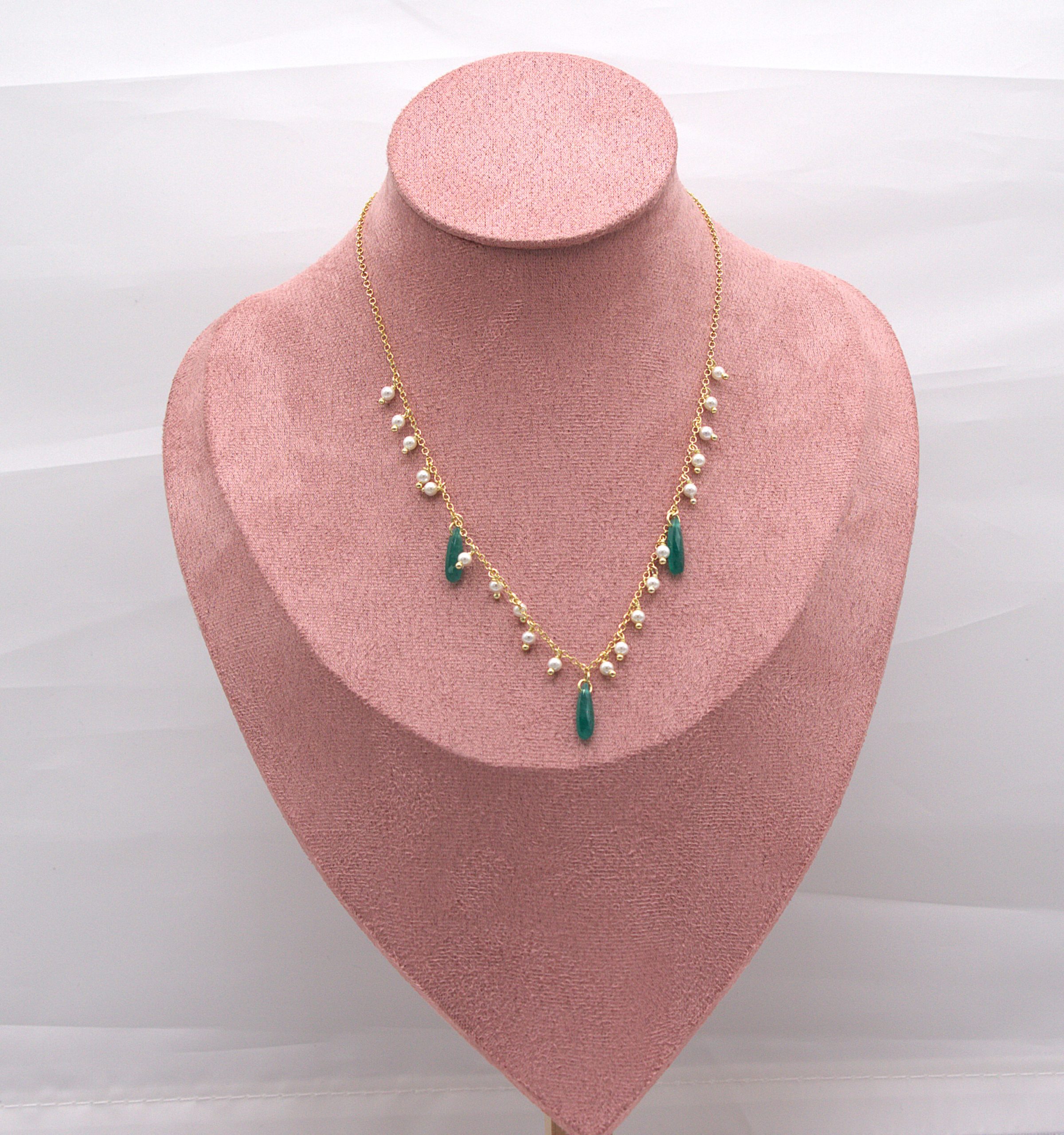 CCL0060010095_Summer Drop – pietre a goccia verdi. Collana