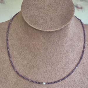 Collana Chicco Di Riso - Pietre Viola