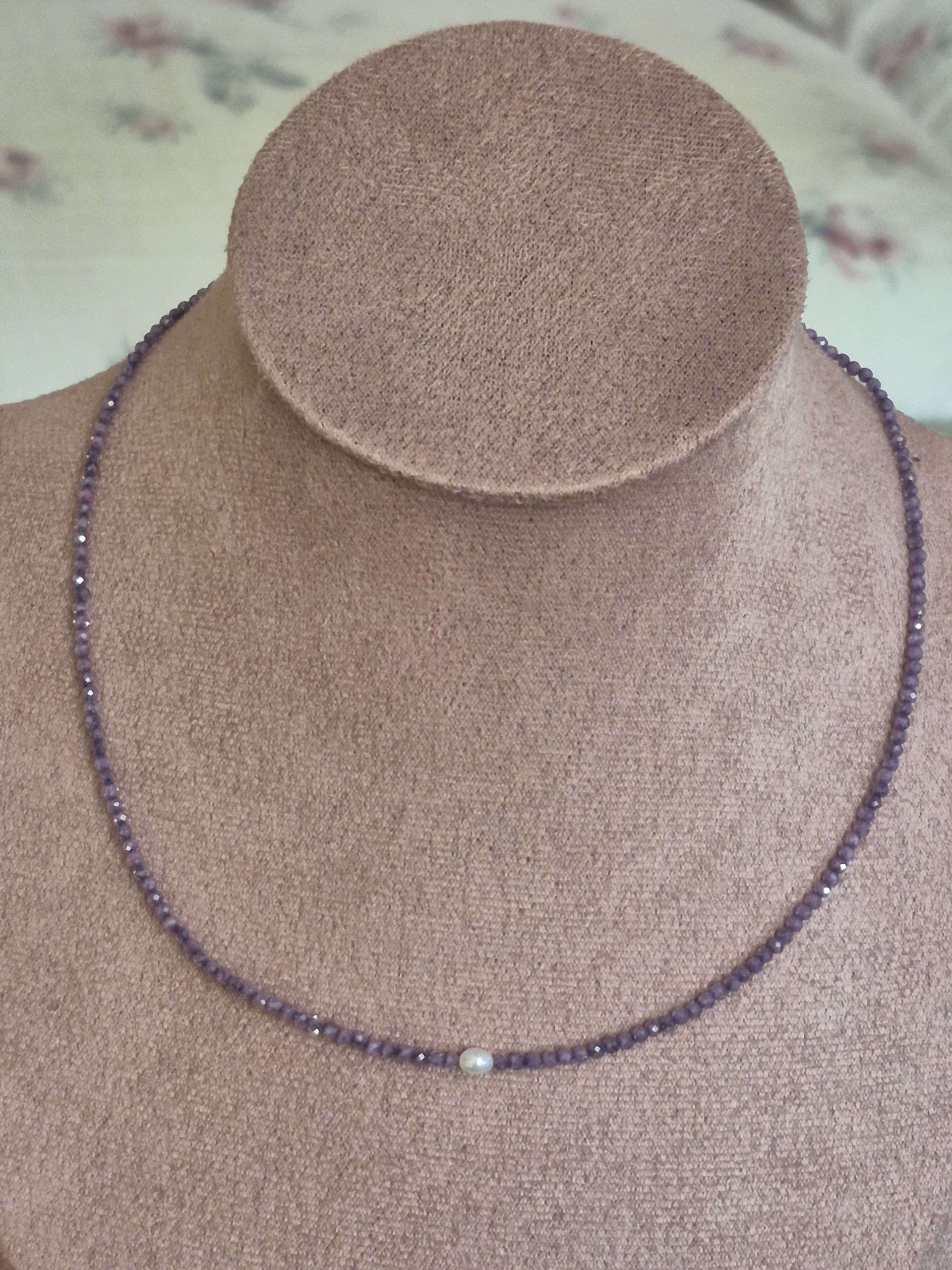 Collana Chicco Di Riso - Pietre Viola